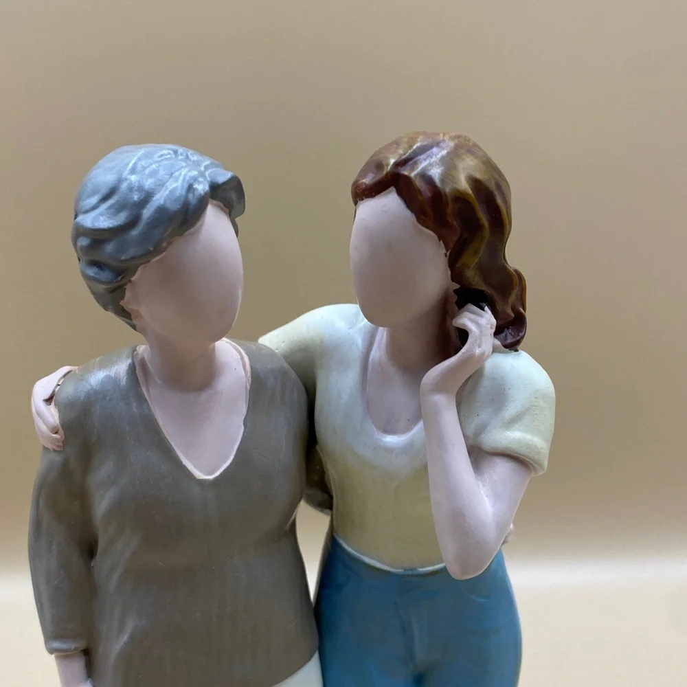 Heartfelt Mother and Daughter Figurine. Elderly. Senior